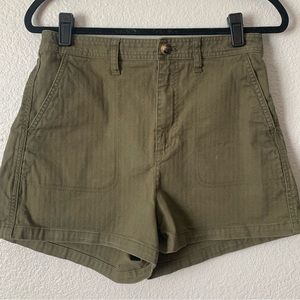 Womens army green Madewell medium high waist shorts
